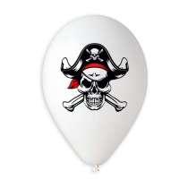 Palloncino in Lattice 13" GS120 Nero e Bianco con Stampa Teschio Pirati 50pz Gemar "Theme & Patterns"