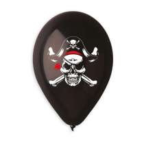 Palloncino in Lattice 13" GS120 Nero e Bianco con Stampa Teschio Pirati 50pz Gemar "Theme & Patterns"