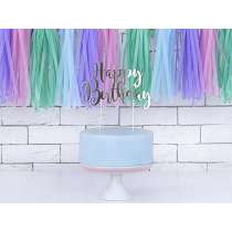 Cake Topper di Carta 23cm Argento sagomato "Happy Birthday" Picks e Topper Eventi