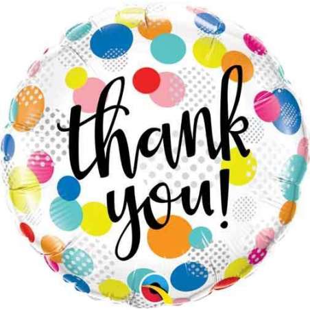 Palloncino in Foil 18" Bianco con Pois "Thank You" Messaggi Speciali