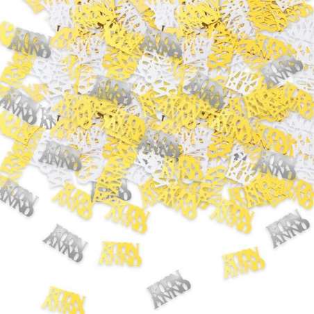 Confetti in Plastica Sagomati "Buon Anno" Oro e Argento 15gr Accessori Tavola Natale e Capodanno