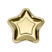 Piatto di Carta 23cm Sagomato Stella Oro Metallizzato "Gold Star" 6pz Accessori Tavola Natale e Capodanno