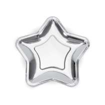 Piatto di Carta 23cm Sagomato Stella Argento Metallizzato "Star" 6pz Accessori Tavola Natale e Capodanno