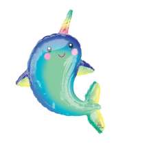 Palloncino in Foil 37" Super Shape Narvalo "Happy Narwhal" Balena, Delfino e Narvalo