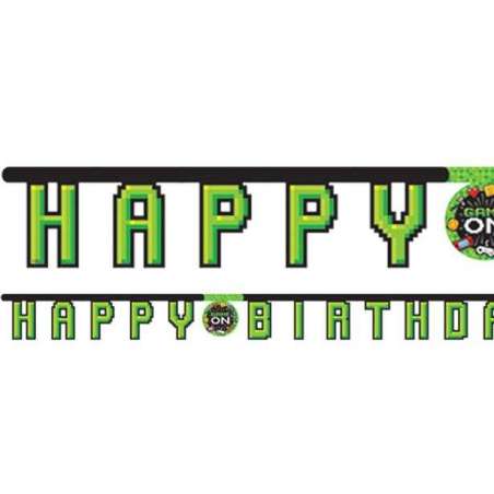 Festone Happy Birthday "Game On" 2.18MT Addobbi e Accessori Videogiochi