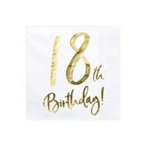 Tovagliolo di Carta 33x33cm Happy Birthday 18anni Metallizzato 20pz Tavola 18° Compleanno