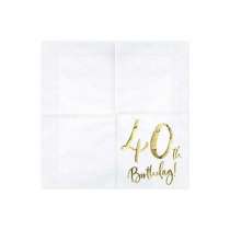 Tovagliolo di Carta 33x33cm Happy Birthday 40anni Metallizzato 20pz Tavola 40° Compleanno