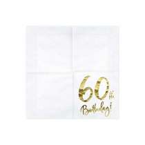 Tovagliolo di Carta 33x33cm Happy Birthday 60anni Metallizzato 20pz Tavola 60° Compleanno