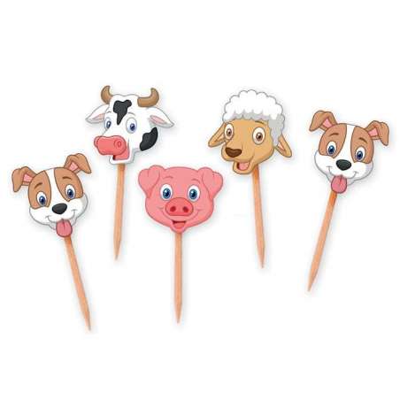 Picks Sagomati Animali della Fattoria 25pz Fattoria
