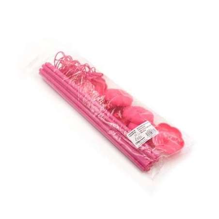 Maxi Astina e Valvola con Base Rosa 10pz Astine e Valvole per Palloncini