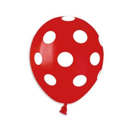 Palloncino in Lattice 5" AS50 Rosso con Pois Bianco 100pz Gemar Pois "Polka Dots"