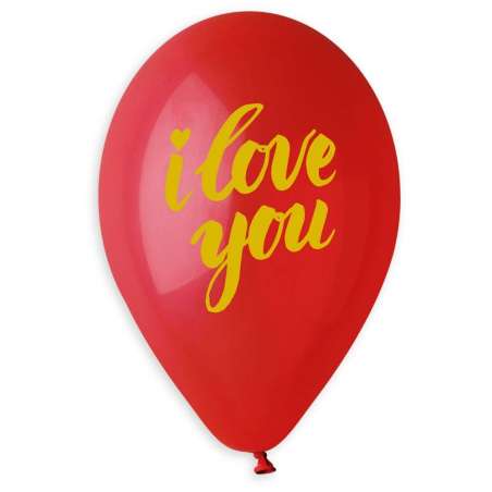 Palloncino in Lattice 13" GS120 Rosso con Scritta "I Love You" Oro 50pz Gemar Amore "Love"