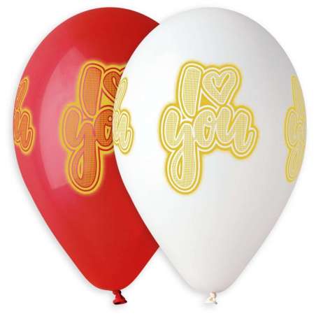 Palloncino in Lattice 13" GS120 Rosso e Bianco con Scritta "I Love You" 50pz Gemar Amore "Love"