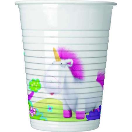 Bicchiere di Plastica 200ml con "Fluffy Unicorn Minion" 8pz Fluffy Unicorn Minions