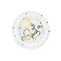 Piatto di Carta 23cm per Gender Reveal "Boy or Girl" 6pz Tavola Gender Reveal Boy or Girl?