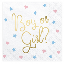 Tovagliolo di Carta 33x33cm per Gender Reveal "Boy or Girl?" 20pz Tavola Gender Reveal Boy or Girl?