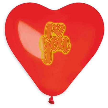 Palloncino in Lattice 17" CRS17 Cuore Rosso con Scritta "I Love You" Oro 50pz Gemar Amore "Love"