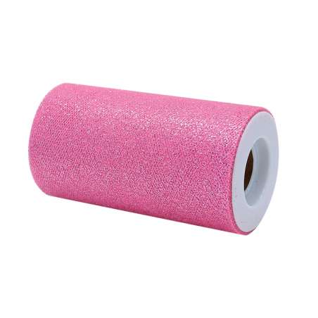 Tulle Scintillante Glitter Rosa Caldo 25MT Tulle Glitter