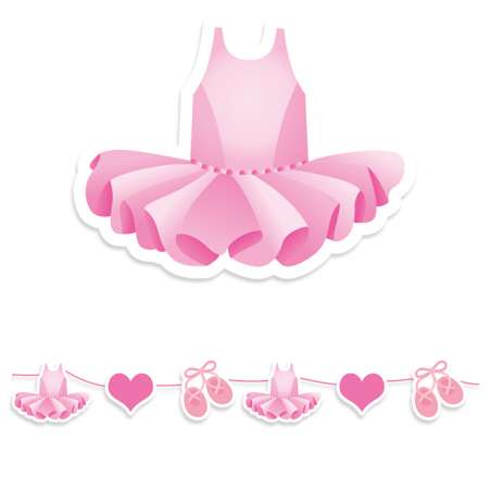 Festone sagomato "I Love Ballet"4mt Festa Tema Danza e Ballerine
