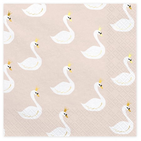 Tovagliolo di Carta 33x33cm Cigno Reale "Lovely Swan" 20pz Festa Tema Danza e Ballerine