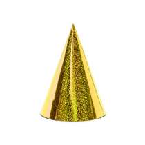 Cappellino a Cono Oro Olografico 6pz Trombette e Cappellini