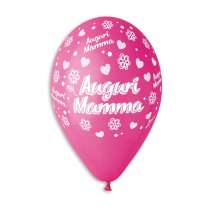 Palloncino in Lattice 12" GS110 Assortito con Scritta "Auguri Mamma" 100pz Palloncini e Addobbi Festa Mamma