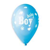 Palloncino in Lattice 13" Bianco e Azzurro con Scritta "Baby Boy" 50pz Gemar "Nascita e Battesimo"