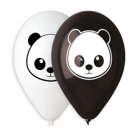 Palloncino in Lattice 13" Bianco e Nero con Stampa Panda 50pz Gemar "Theme & Patterns"