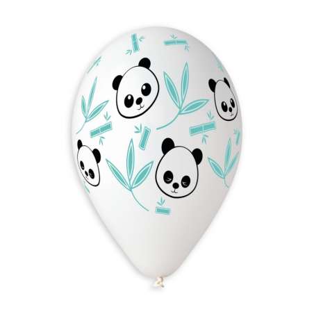 Palloncino in Lattice 13" Bianco con Stampa Panda e Bamboo 50pz Gemar "Theme & Patterns"