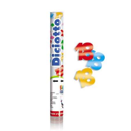 Cannon Sparacoriandoli sagomato 18 Metallizzato 30cm Accessori e Palloncini 18° Compleanno
