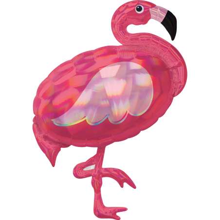 Palloncino in Foil 33" Super Shape Fenicottero Rosa Iridescente Animali (Uccelli)