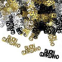 Confetti in Plastica Buon Compleanno Nero, Oro e Argento 15gr Happy Birthday Prestige