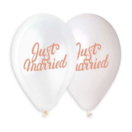 Palloncino in Lattice 13" GMS120 Assortito con Scritta "Just Married" 50pz Gemar "Wedding/Anniversary"