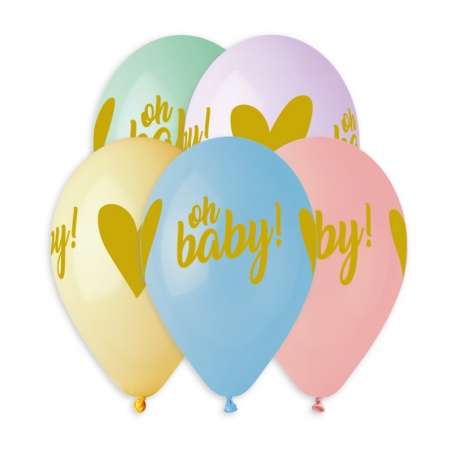 Palloncino in Lattice 13" GS120 Assortito con Scritta "Oh Baby" 50pz Gemar "Nascita e Battesimo"