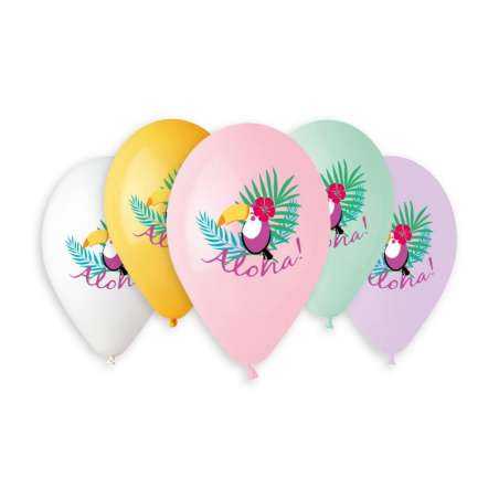 Palloncino in Lattice 13" GS120 Assortito con Stampa Tucano "Toucan" 50pz Gemar "Theme & Patterns"