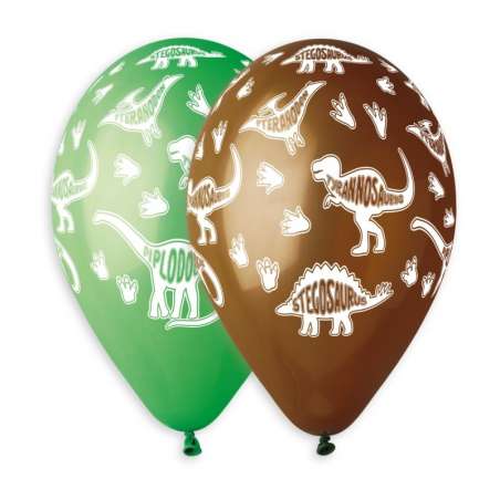 Palloncino in Lattice 13" GS120 Assortito con Stampa Dinosauro 50pz Gemar "Theme & Patterns"