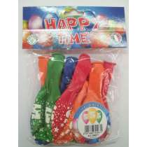 Palloncino in Lattice 12" N.5 Colori Assortiti 10pz Gemar Blister "Happy Time"