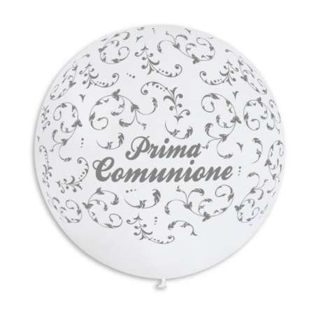 Palloncino in Lattice 31" GS30 Bianco con Stampa Filigree e Scritta Oro "Prima Comunione" Gemar "Religious Celebrations"