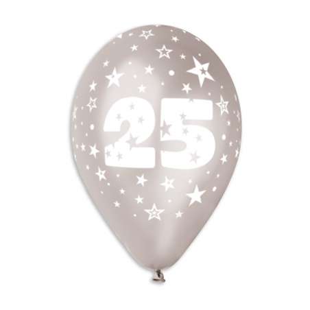 Palloncino in Lattice 12" 25° Anniversario Argento 10pz Gemar Blister "Happy Time"