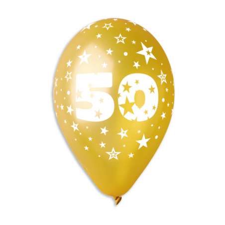 Palloncino in Lattice 12" 50° Anniversario Oro 10pz Gemar Blister "Happy Time"