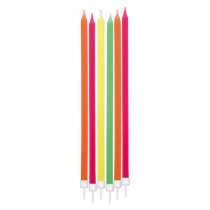 Candelina Stelo 15cm Fluo Assortite 12pz Candeline Stelo