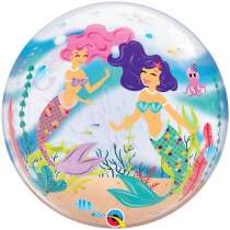 Palloncino in PVC 22" Bubble H.Birthday Sirena "Mermaid" Palloncini Tema Sirena