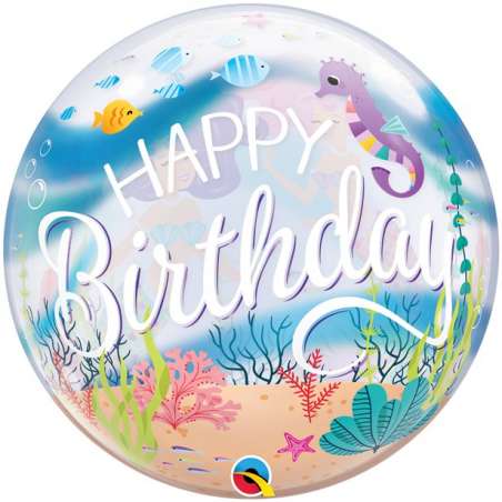 Palloncino in PVC 22" Bubble H.Birthday Sirena "Mermaid" Palloncini Tema Sirena