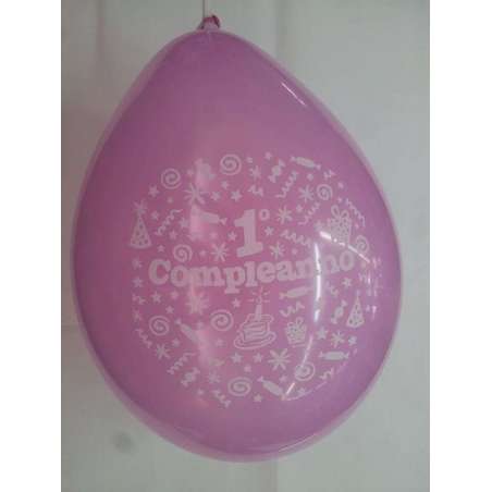 Palloncino in Lattice 12" 1° Compleanno Rosa 20pz Gemar Blister "Happy Time"