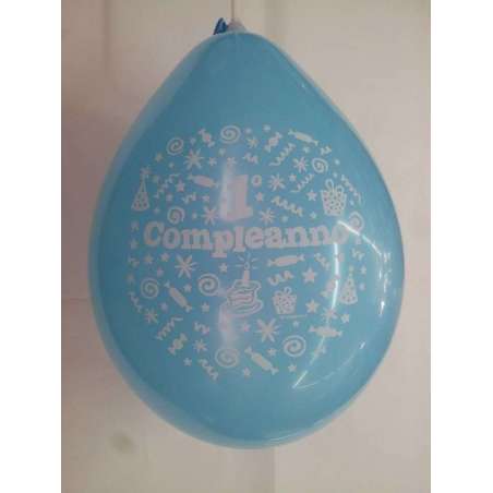 Palloncino in Lattice 12" 1° Compleanno Celeste 20pz Gemar Blister "Happy Time"