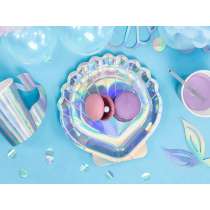Piatto di Carta 18cm Conchiglia Iridescente "Mermaid Seashell" 6pz Addobbi e Accessori Sirena