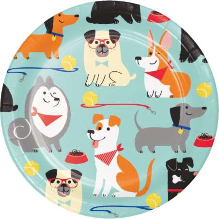 Piatto di Carta 18cm Tema Cane "Dog Party" 8pz Festa Tema Cane "Dog"