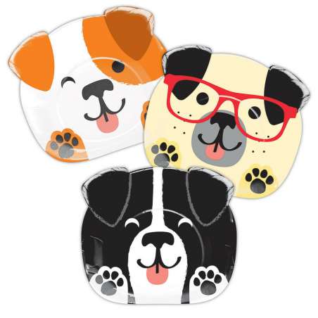 Piatto di Carta 23cm Sagomato Assortito Cani "Dog Party" 8pz Festa Tema Cane "Dog"
