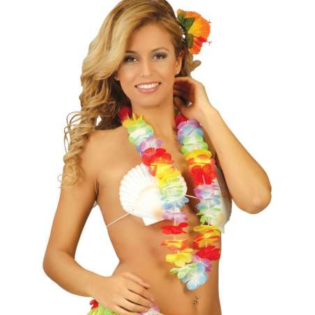 Collana Hawaiana con Fiori Colori Sfumati Accessori Persona Tropicali