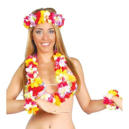 Kit Hawaii Lux Multicolor Mix Rosa 4pz Accessori Persona Tropicali